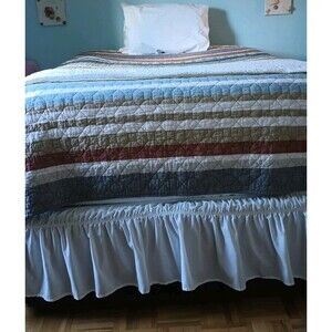 Eddie Bauer Striped Twin Size Quilted Bedspread Cabincore College Bachelor